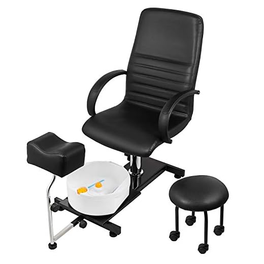 Happybuy Hydraulic Lift Adjustable Spa Pedicure Unit with Easy-Clean Bubble Massage Footbath Black