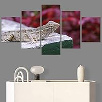 SIGNWIN 5 Panel Canvas Wall Art Alligators Closeup Dramatic Expressionism Hallway Minimalist Multicolor for Home Decorations Ready to Hang - 60