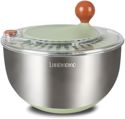 Stainless Steel Salad Spinner, Lettuce Spinner with Drain, Non-Sl...