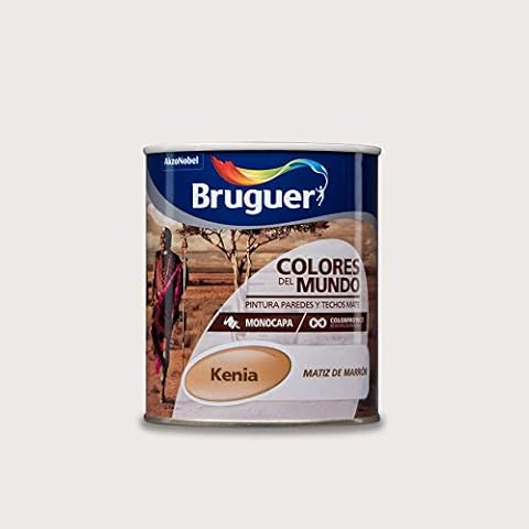 Bruguer Plastic Paint Colours World Kenya Brown MATZ 750 ml, Black Cover