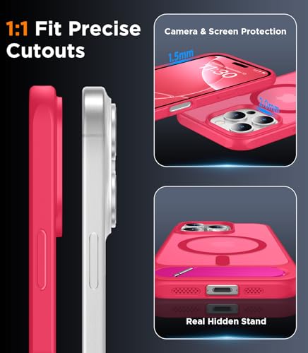 Image of Magnetic Compatible with iPhone 16 Pro Max Case, [Built-in Invisible Kickstand][Compatible with MagSafe][Military Grade Shockproof] Slim Translucent Matte Phone Case for iPhone 16 Pro Max 6.9 inch