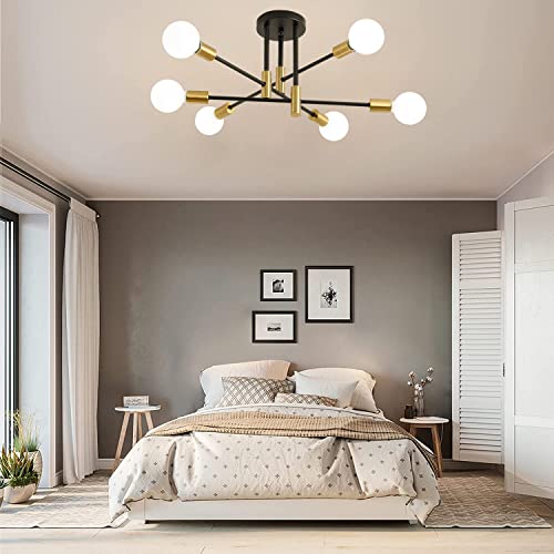 Modern Chandelier Light Fixtures, Creative Semi Flush Mount Ceiling Light, Pendant Lighting for Living Room Bedroom Dining Room Kitchen Office (6-Light) - Image 3