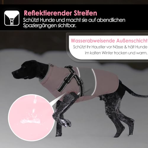 AOFITEE Hundemantel Winter Grosse Hunde, Warme Hundejacke Wintermantel mit Geschirr, Wasserdicht Hunde Winterjacke Warmer Hundemäntel Fleece Winterweste für Labrador, Windhund, Golden Retriever, 2XL