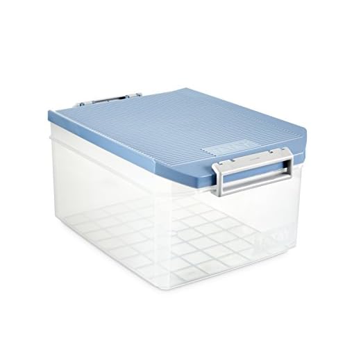 TATAY 1150107 - Caja de Almacenamiento Multiusos con Tapa, 14 l de Capacidad, Plástico Polipropileno Libre de BPA, Azul, 27 x 39 x 19 cm