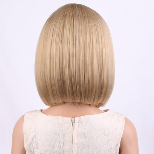 Image of PATTNIUM Kids Blonde Bob Wig Child Short Straight Mixed Blonde Wig for Girls Cosplay Party Synthetic Rose Net Daily Wear Wigs
