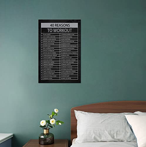 40 Reasons to Workout Motivational Quotes Exercise Canvas Wall Art Inspirational Fitness Poster Print Modern Inspiring Picture Painting Framed Artwork for Office Gym Home Wall Decor[12''W X 18''H] by Generic - Used condition - Image 3
