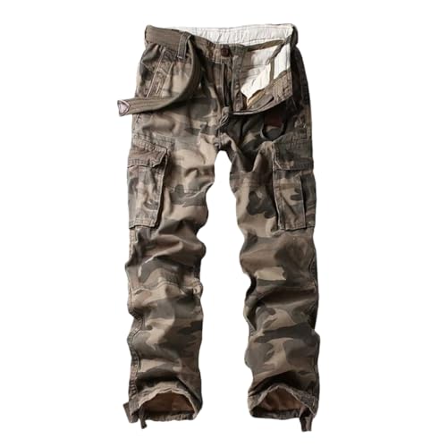Generic Men Fashion Cargo Pants Pocket Joggers Straight Loose Baggy Pants Hiking Lightweight Work Trousers