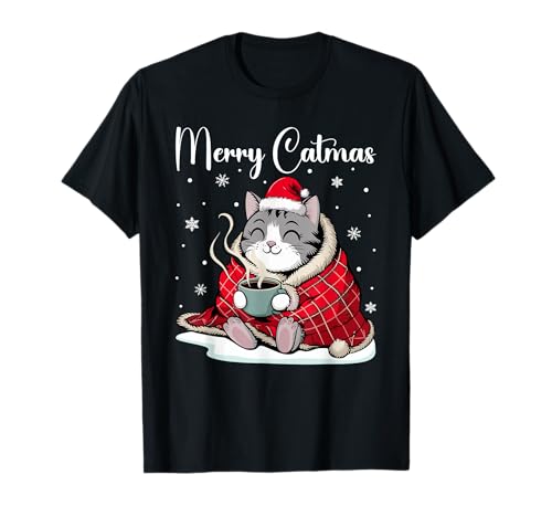 Christmas Pajamas Cat Merry Catmas Xmas Outfit Funny Cat T-Shirt