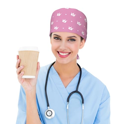 Image of Working Cap Scrub Cap with Sweatband Adjustable Unisex Women Tie Back Hat Nurse Surgical Caps