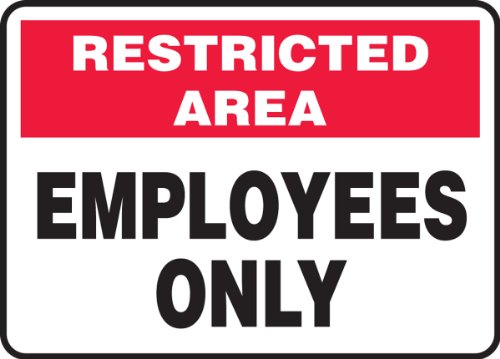 Panneau d'affichage restricted area employees only en aluminium de 10x14 pouces