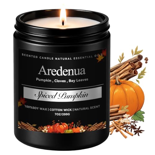 Aredenua Fall Candles, Spiced Pumpkin Scented, Autumn Seasonal Candle