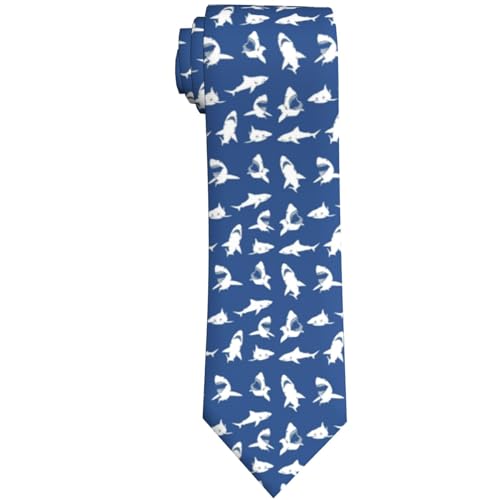 WOAIDY Men's Necktie Polyester Tie Sea Shark Necktie Funny Animal