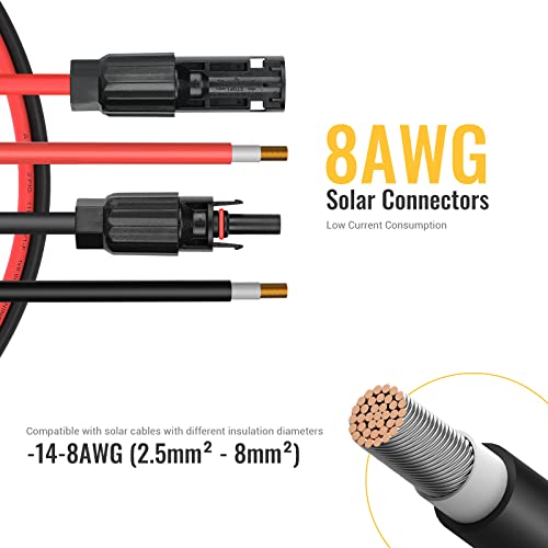 BougeRV 12 peças conector solar conectores de cabo painel solar kit conectores de painel solar conec