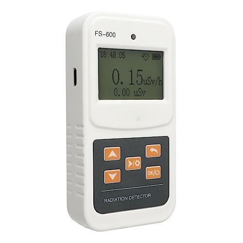 Geiger Counter, Nuclear Radiation Detector, Portable Beta Gamma XRay Monitor Meter, Digital Display, High Accuracy (White)