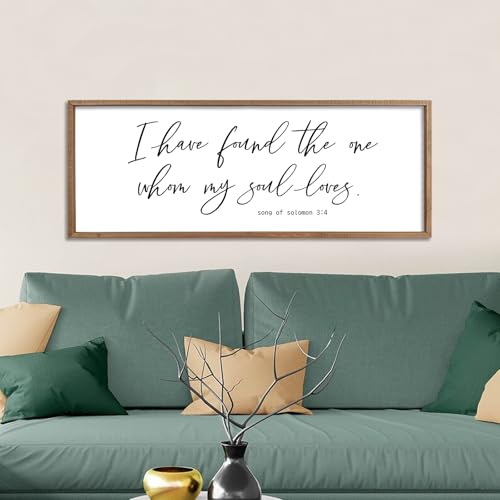 I Have Found The One Whom My Soul Loves Sign Wall Art Decor 40"x15" Modren Master Bedroom Above Bed Wood Framed Song of Solomon 3:4 Large Living Room Bible Verse Wall Hanging (Wood) - Image 3