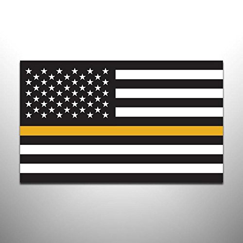 JMM Industries Thin Gold Line Flag Vinyl Decal Sticker DispatcherFirst Responder 2 Pack 5-Inches by 3-Inches Premium Quality UV Resistant Laminate PDS900