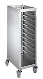 GastroHero Tablettwagen ECO 10 geschlossen Edelstahl Tablett Transportwagen für 10 Tabletts 355x455 mm Servierwagen Tablettwagen Gastro mit 4 Rollen 2 Bremsen