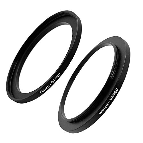 Anillo adaptador de filtro de lente aerometal para cámara de 58 mm a 67 mm, anillo adaptador de filtro de lente de cámara aerometal, aleación de aluminio de 58 mm a 67 mm para filtro, 2 paquetes Cover