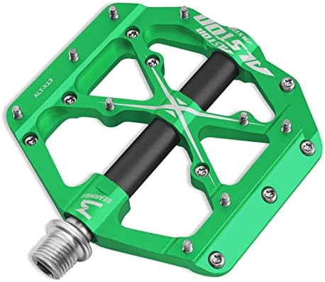 Alston Mountain Bike Pedals 3 Sealed Bearing Non-Slip Lightweight Machined Cycling Ultra Strong Spindle Alloy Pedal for MTB and Road Bike 9/16" Colorful