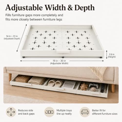 Fokyfok-Under-Bed-DrawersUnder-Bed-StorageUnder-Couch-Drawer1PC-3-inch-tallWheeledExpandableSlimShallow19-30-x-14-22Helps-Keep-Pet-Toys-from-Rolling-Under-FurnitureHandle