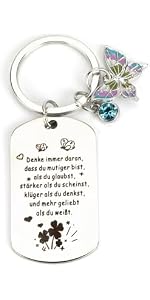 Portachiavi Portafortuna A Trifoglio In Acciaio Inox Con Incisione - Regalo Ispirazionale In Scatola Nera Per Uomo E Donna, Diametro 3 Cm - 2