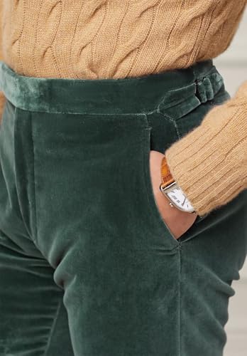 Men's Slim Fit Velvet Pants Flat Front Stretch Comfortable Trousers with Expandable Waist for Men3