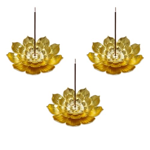 ZORVYN 3 Pezzi Porta Incenso a Forma di Fiore di Loto, Bruciatore per Bastoncini di Incenso e Coni, Portaincenso con 6 Fori per Decorazione, Accessorio per Soggiorno e Yoga