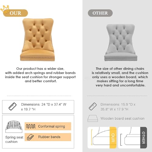 Image of Velvet Dining Chairs, Tufted Kitchen & Dining Room Chairs, Gold, Set of 6