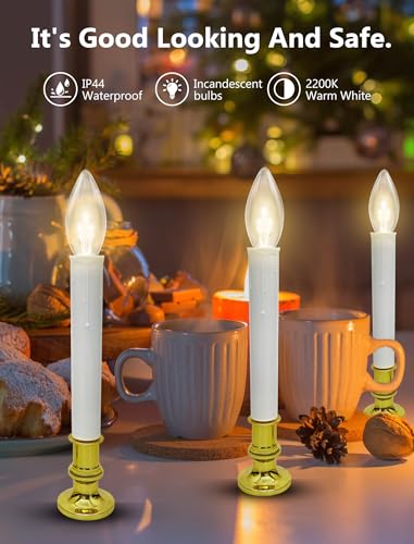 Image of 4PK Battery Operated LED Window Candles, 7.75 inch Christmas Candle Lamp