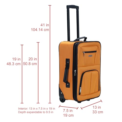 Image of Rockland Fashion Softside 2 Piece Luggage Set, Expandable, (14 inch Tote /19 inch Upright), Orange