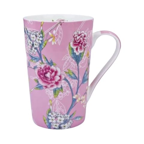 Glen Mila 13oz Floral Coffee Mugs for Women Bone China Coffee Mug Cute Mugs Christmas Mugs birthday Gifts for Mom Friends Cover