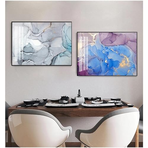 Impression sur toile premium KEBIA : textures abstraites marbre or bleu