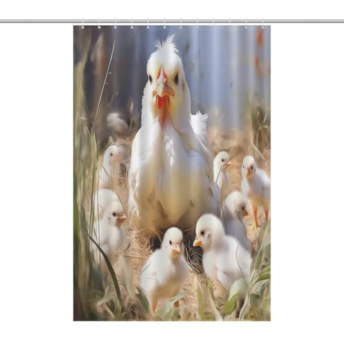 Rideau de douche imperméable en polyester lavable 122x183cm poulet mignon - 7