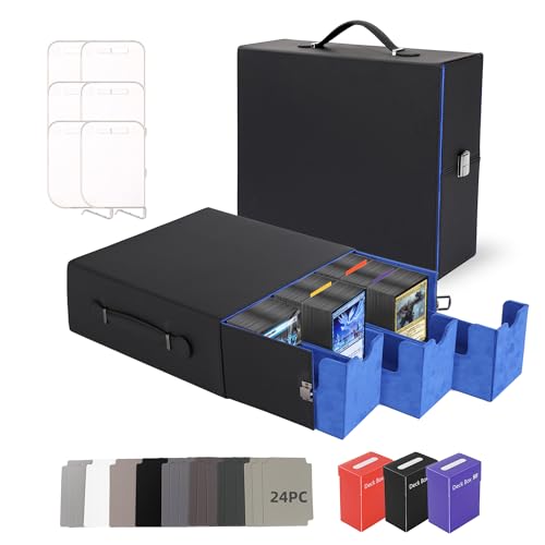 Trading Card Storage Box 2400+ Capacity Includes 3 PP Cases & Handle