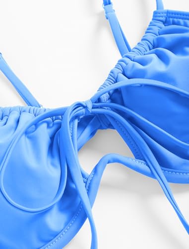 Image of ZAFUL Women High Cut Bikini Sets String Sexy Swimsuit Two Piece Underwire Bathing Suit Brazilian Cheeky Cut Out Cute Swimwear