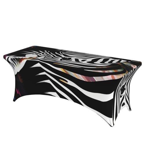 Nappe de table extensible rectangulaire à motif zèbre abstrait en élasthanne pour réception
