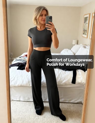 Yogaration Wide Leg Yoga Pants for Women with Pockets, 29.5/31.5/33.5" - image 7