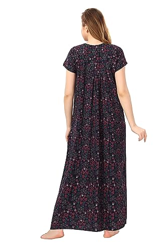 Image of Soulemo Women's Cotton, Rayon & Polyester Printed Maxi Nighty (Alpine) 861