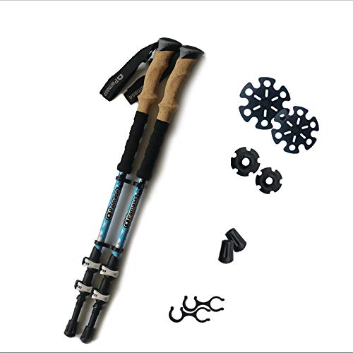 Bastón para caminar GSP de fibra de carbono con manija recta de EVA azul
