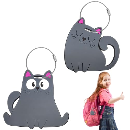 2 Gray Cat-shaped Luggage Tags – SwirlColor 2 Gray Cat-shaped Luggage Tags – SwirlColor
