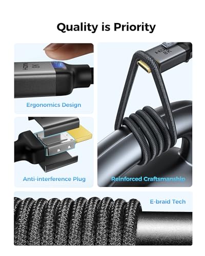 Silkland 8K 4K Mini HDMI to HDMI Cable 6.6FT, Mini HDMI 2.1 Cord [8K 60Hz, 4K@240Hz 144Hz 120Hz, Upgrade Braided] 48Gbps, Compatible with Camera, Camcorder, Laptop, Tablet, Monitor, Raspberry Pi Zero