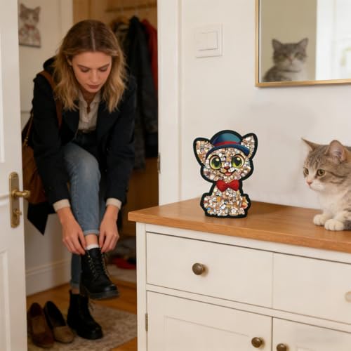 Puzles de gato para adultos y juego de madera colorido en forma de animal para toda la familia 2