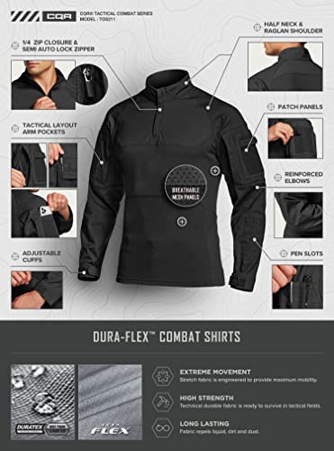 Image of CQR Men's Tactical Combat Shirt, 1 /4 Zip Long Sleeve Breathable Military BDU Training Top for Shooting, Hunting, Range Use