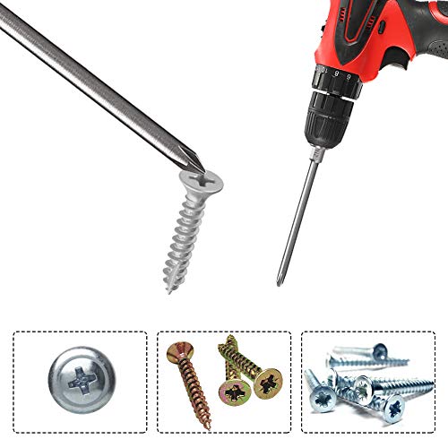 Image of Saiper 6pcs Magnetic Cross Head Screw Driver Bit 1 /4 Inch Hex Shank Phillips Screwdriver Set Bits Power Tools, 150mm / 5.9-inch Length