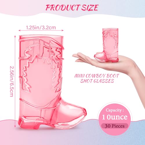 Image of SAIAOKJ Cowboy Boot Shot Glasses, 30 Pcs 1 Oz Plastic Boot Cups (Rose Red)
