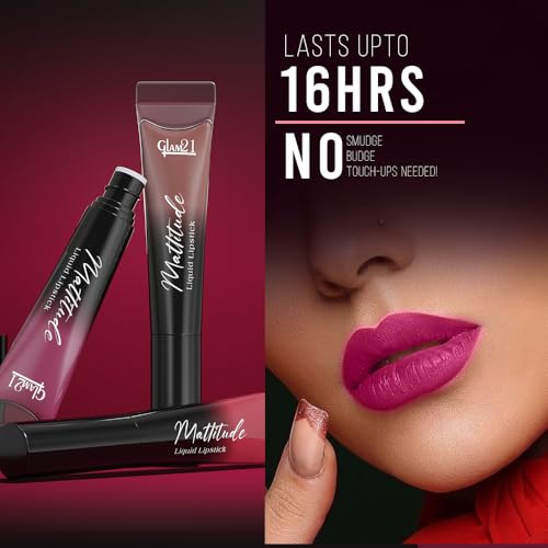 Image of Glam21 Mattitude Liquid Matte Lipstick | 16Hr Long Stay | Non-Transfer & Smudge-Proof | Enriched with Vitamin E, Coffee & Cherry Oil | Moisturizing & Comfortable | 7.5ml,Pinked My Ex