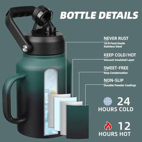 Image of BJPKPK 64oz Stainless Steel Water Bottle, Half Gallon Insulated Water Jug