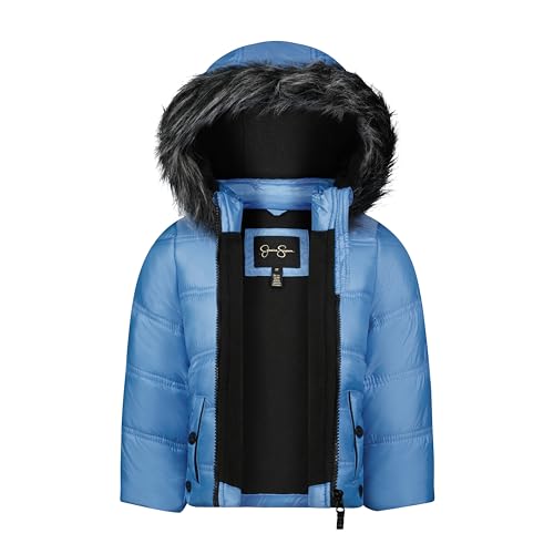 Image of Jessica Simpson Girls' Two-piece Insulated Winter Snowsuit With Hooded Jacket and Ski Bib Overalls