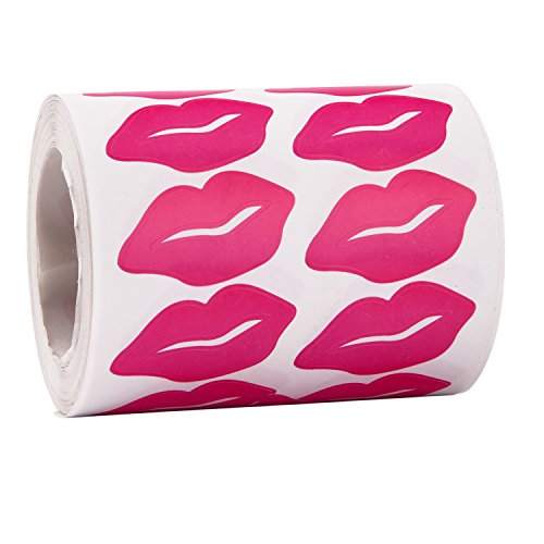 Sunmns Lips Stickers, Perforated Self Adhesive Kisses Stickers, Total 1000 Pieces Per Roll, Rose Red