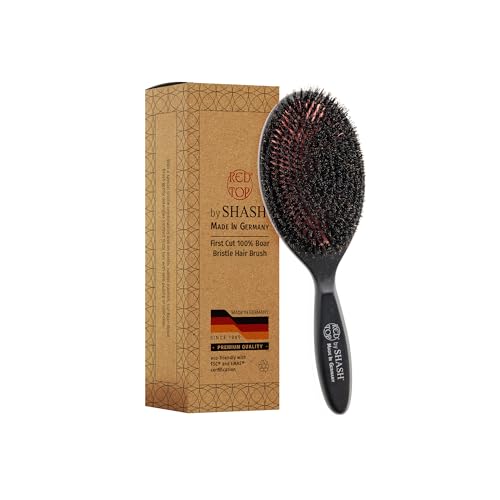 Brosse à cheveux 100% poils de sanglier première coupe SHASH anti-casse cheveux fins